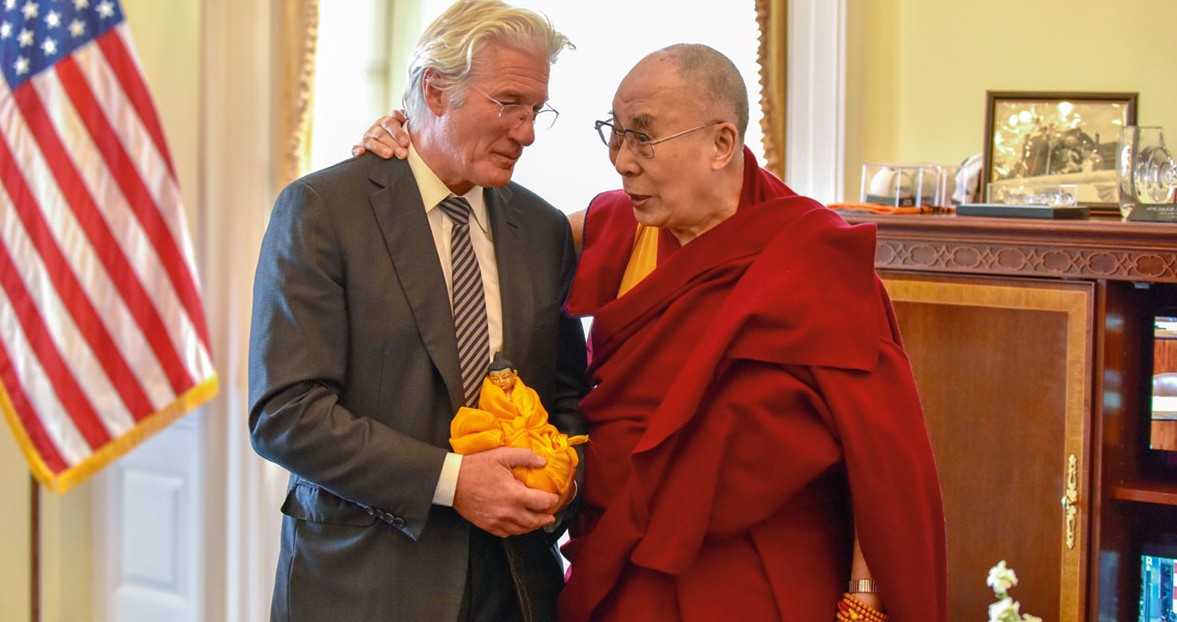 Richard Gere File Picture with Dalai Lama (Photo by Sonam Zoksang)